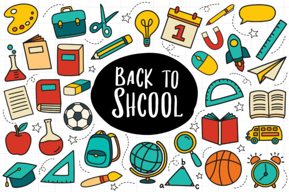 Back to School Icon Set Doodle Style for Designers