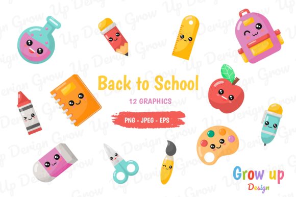 Back to School Kawaii Style Clipart Set: Creative Ideas for Teachers, Parents, and Small Business Owners