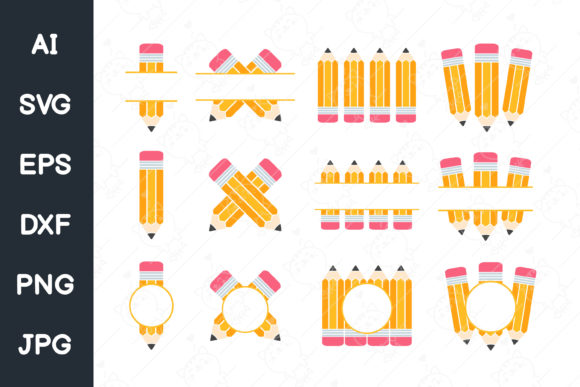 Pencil Monogram SVG Back to School SVG: A Practical Digital Crafting Resource for Custom Merchandise