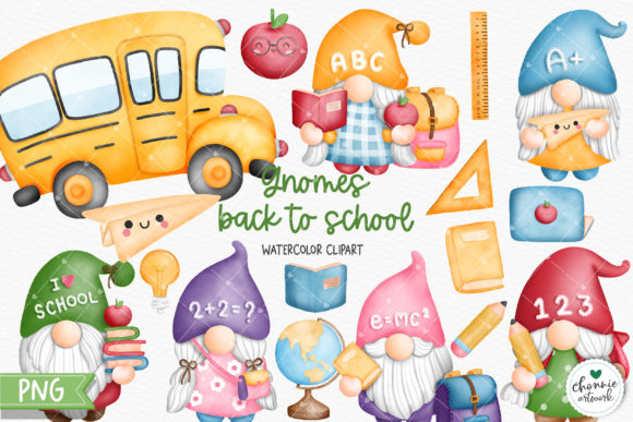 Watercolor Back to School Gnome Clipart